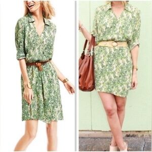 CAbi 280 Leaf Print Faux Wrap Dress Medium